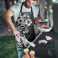 Polynesian Women's Day Apron Black Hibiscus Flowers With Polynesian Pattern