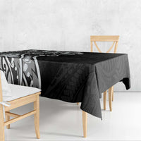 Polynesian Women's Day Tablecloth Black Hibiscus Flowers With Polynesian Pattern