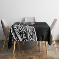 Polynesian Women's Day Tablecloth Black Hibiscus Flowers With Polynesian Pattern