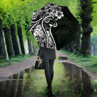 Polynesian Women's Day Umbrella Black Hibiscus Flowers With Polynesian Pattern