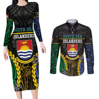Personalised South Sea Islanders And Gilbert Islands Couples Matching Long Sleeve Bodycon Dress and Long Sleeve Button Shirt Kanakas Polynesian Pattern