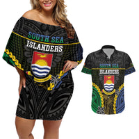 Personalised South Sea Islanders And Gilbert Islands Couples Matching Off Shoulder Short Dress and Hawaiian Shirt Kanakas Polynesian Pattern