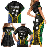 Personalised South Sea Islanders And Gilbert Islands Family Matching Short Sleeve Bodycon Dress and Hawaiian Shirt Kanakas Polynesian Pattern LT05 - Polynesian Pride