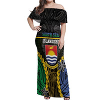 Personalised South Sea Islanders And Gilbert Islands Off Shoulder Maxi Dress Kanakas Polynesian Pattern