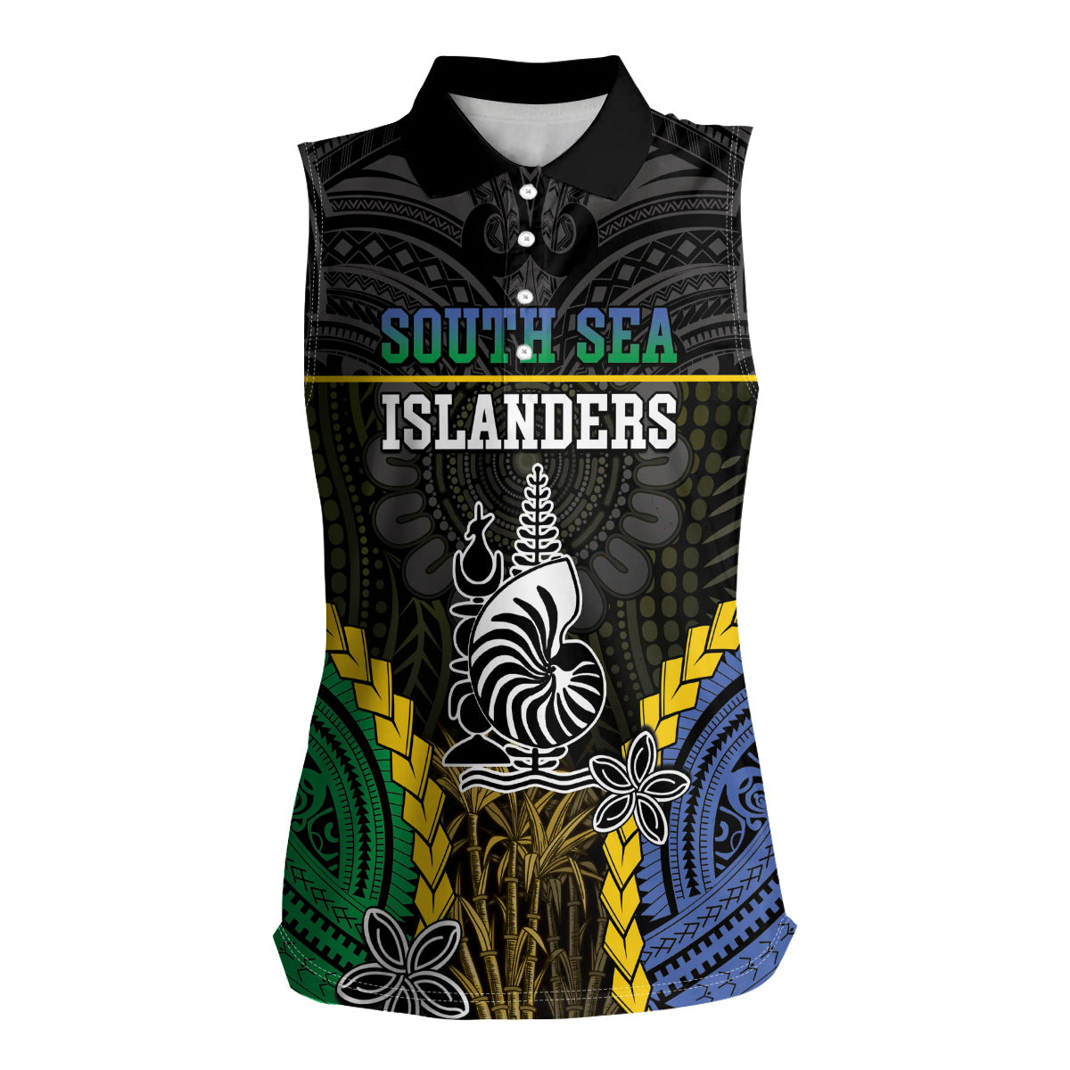 Personalised South Sea Islanders And New Caledonia Women Sleeveless Polo Shirt Kanakas Polynesian Pattern