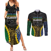 Personalised South Sea Islanders And New Ireland Couples Matching Summer Maxi Dress and Long Sleeve Button Shirt Kanakas Polynesian Pattern