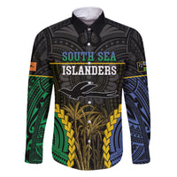 Personalised South Sea Islanders And New Ireland Family Matching Short Sleeve Bodycon Dress and Hawaiian Shirt Kanakas Polynesian Pattern LT05 Dad's Shirt - Long Sleeve Black - Polynesian Pride