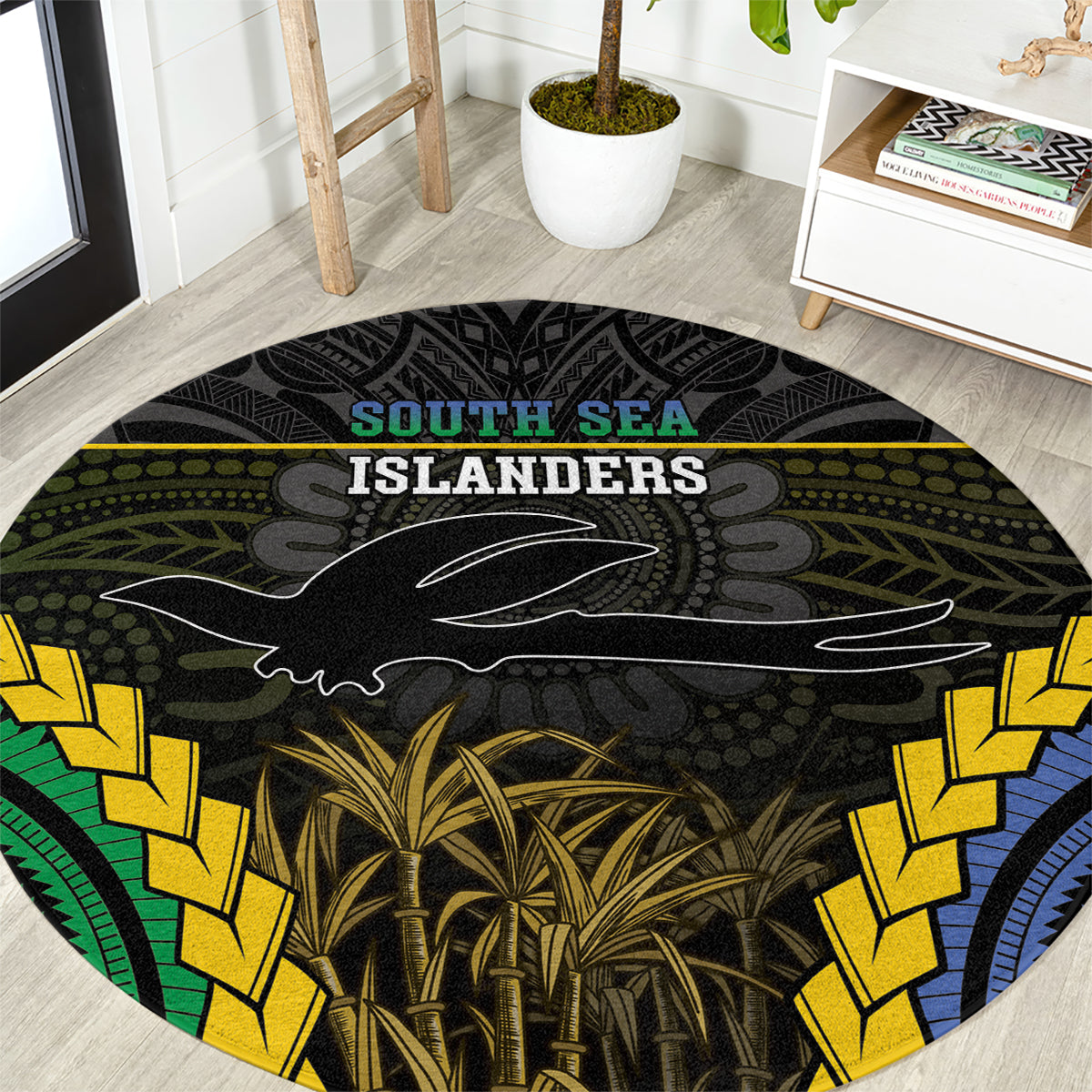 South Sea Islanders And New Ireland Round Carpet Kanakas Polynesian Pattern