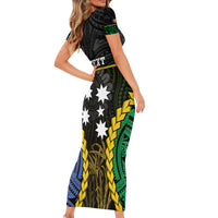 Personalised South Sea Islanders And New Ireland Short Sleeve Bodycon Dress Kanakas Polynesian Pattern