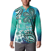 Fiji Born Indian Button Sweatshirt Palm Paisley With Tapa Pattern LT05 - Polynesian Pride