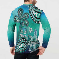 Fiji Born Indian Button Sweatshirt Palm Paisley With Tapa Pattern LT05 - Polynesian Pride