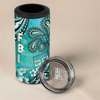 Fiji Born Indian 4 in 1 Can Cooler Tumbler Palm Paisley With Tapa Pattern LT05 - Polynesian Pride