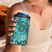 Fiji Born Indian 4 in 1 Can Cooler Tumbler Palm Paisley With Tapa Pattern LT05 - Polynesian Pride