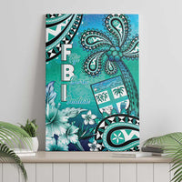 Fiji Born Indian Canvas Wall Art Palm Paisley With Tapa Pattern LT05 - Polynesian Pride
