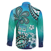 Fiji Born Indian Family Matching Long Sleeve Bodycon Dress and Hawaiian Shirt Palm Paisley With Tapa Pattern