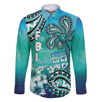 Fiji Born Indian Family Matching Puletasi and Hawaiian Shirt Palm Paisley With Tapa Pattern