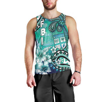 Fiji Born Indian Men Tank Top Palm Paisley With Tapa Pattern