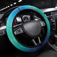Fiji Born Indian Steering Wheel Cover Palm Paisley With Tapa Pattern LT05 Universal Fit Aqua - Polynesian Pride