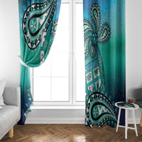 Fiji Born Indian Window Curtain Palm Paisley With Tapa Pattern