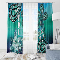 Fiji Born Indian Window Curtain Palm Paisley With Tapa Pattern