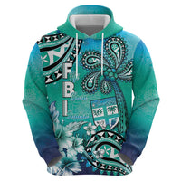 Fiji Born Indian Zip Hoodie Palm Paisley With Tapa Pattern LT05 - Polynesian Pride