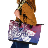 Guam Gadao Leather Tote Bag Hafa Adai Micronesian Tribal Pattern