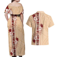 Tonga Language Week Couples Matching Off Shoulder Maxi Dress and Hawaiian Shirt Hibiscus Tongan Ngatu Pattern LT05 - Polynesian Pride