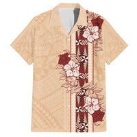 Tonga Language Week Family Matching Off The Shoulder Long Sleeve Dress and Hawaiian Shirt Hibiscus Tongan Ngatu Pattern