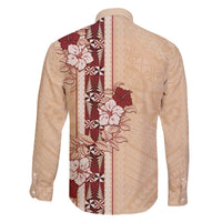 Tonga Language Week Family Matching Off The Shoulder Long Sleeve Dress and Hawaiian Shirt Hibiscus Tongan Ngatu Pattern