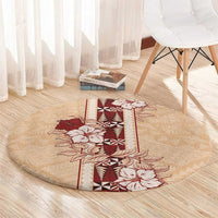 Tonga Language Week Round Carpet Hibiscus Tongan Ngatu Pattern LT05 - Polynesian Pride