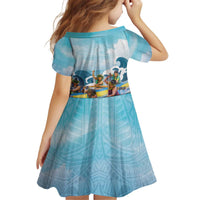 Hawaii Outrigger Canoe Race Family Matching Off Shoulder Short Dress and Hawaiian Shirt Polynesian Style Watercolor Style LT05 - Polynesian Pride