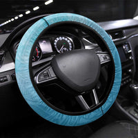 Hawaii Outrigger Canoe Race Steering Wheel Cover Polynesian Style Watercolor Style LT05 Universal Fit Blue - Polynesian Pride
