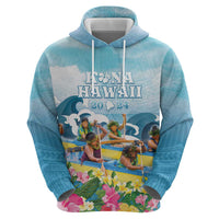 Hawaii Outrigger Canoe Race Zip Hoodie Polynesian Style Watercolor Style