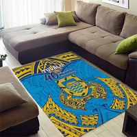 Tuvalu Independence Day Area Rug Coat Of Arms With Polynesian Dolphin Tattoo LT05 - Polynesian Pride