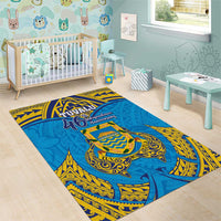Tuvalu Independence Day Area Rug Coat Of Arms With Polynesian Dolphin Tattoo LT05 - Polynesian Pride