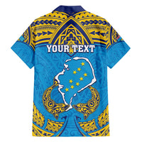 Personalised Tuvalu Independence Day Family Matching Off Shoulder Maxi Dress and Hawaiian Shirt Coat Of Arms With Polynesian Dolphin Tattoo