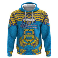 Personalised Tuvalu Independence Day Zip Hoodie Coat Of Arms With Polynesian Dolphin Tattoo