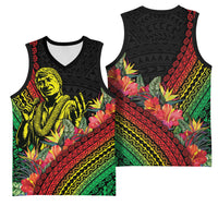 Retro Hawaiian Singer Basketball Jersey Polynesian Style Tropical Flowers