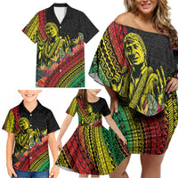 Retro Hawaiian Singer Family Matching Off Shoulder Short Dress and Hawaiian Shirt Polynesian Style Tropical Flowers LT05 - Polynesian Pride