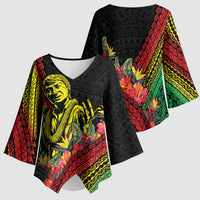 Retro Hawaiian Singer Kimono Sleeve Blouse Polynesian Style Tropical Flowers
