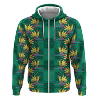 Hawaii Waikiki King Zip Hoodie Green Quilt With Pua Manu LT05 Zip Hoodie Green - Polynesian Pride