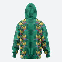 Hawaii Waikiki King Zip Hoodie Green Quilt With Pua Manu LT05 - Polynesian Pride