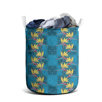 Hawaii Waikiki King Laundry Basket Blue Quilt With Pua Manu