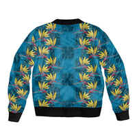 Hawaii Waikiki King Bomber Jacket Blue Quilt With Pua Manu LT05 - Polynesian Pride