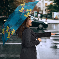 Hawaii Waikiki King Umbrella Blue Quilt With Pua Manu