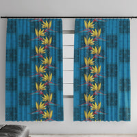 Hawaii Waikiki King Window Curtain Blue Quilt With Pua Manu
