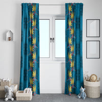 Hawaii Waikiki King Window Curtain Blue Quilt With Pua Manu