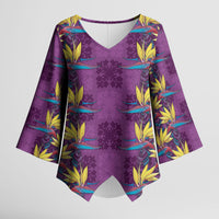Hawaii Waikiki King Kimono Sleeve Blouse Purple Quilt With Pua Manu LT05 Female Purple - Polynesian Pride