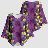 Hawaii Waikiki King Kimono Sleeve Blouse Purple Quilt With Pua Manu LT05 - Polynesian Pride