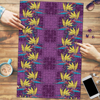 Hawaii Waikiki King Puzzle Purple Quilt With Pua Manu